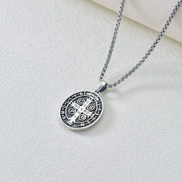 925 Sterling Silver Saint Benedict Necklace-4