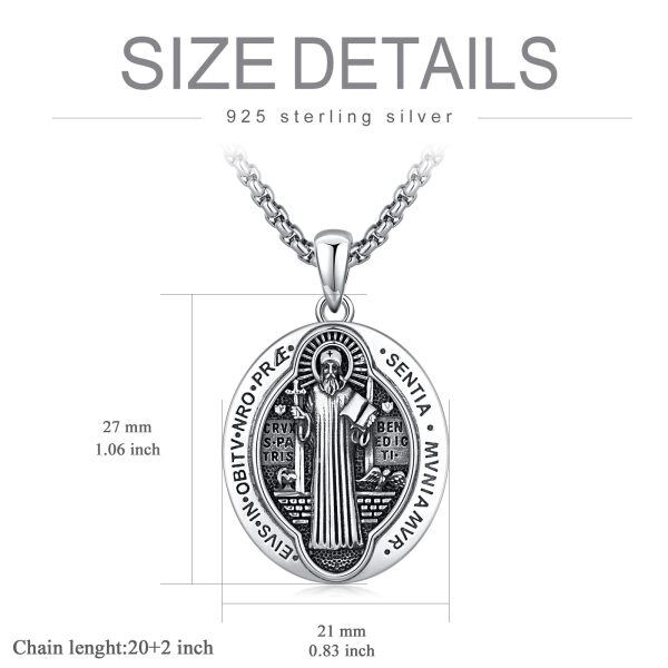 925 Sterling Silver Saint Benedict Necklace-5