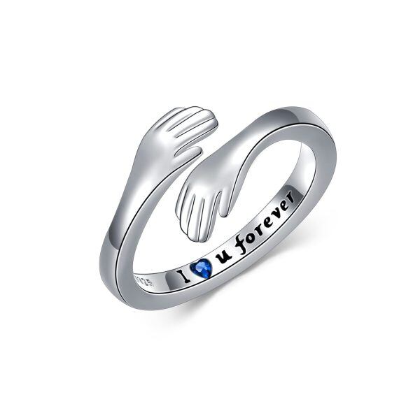 925 Sterling Silver Hug Ring Adjustable Open Ring-0