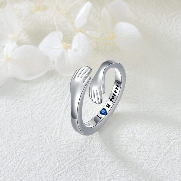 925 Sterling Silver Hug Ring Adjustable Open Ring-3