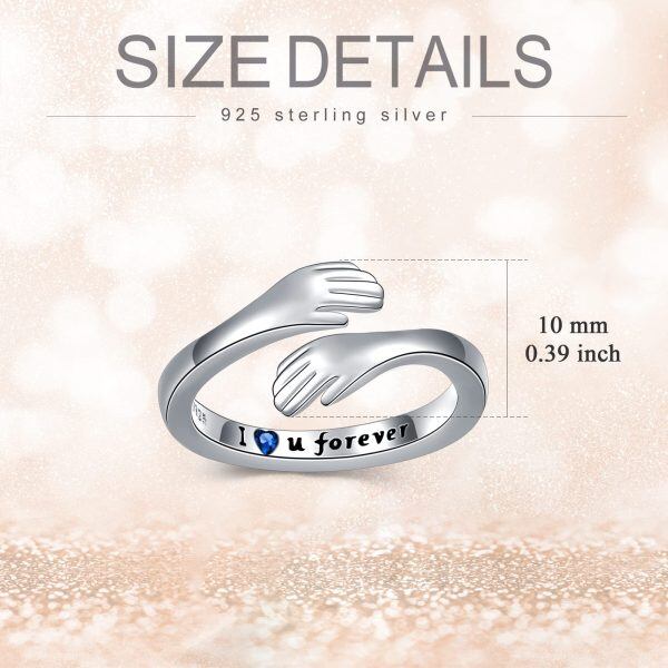 925 Sterling Silver Hug Ring Adjustable Open Ring-5