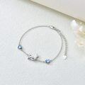 wholesale 925 Sterling Silver Dolphin & Heart Charm Ankle Anklet with Blue Crystals for Women-0-3