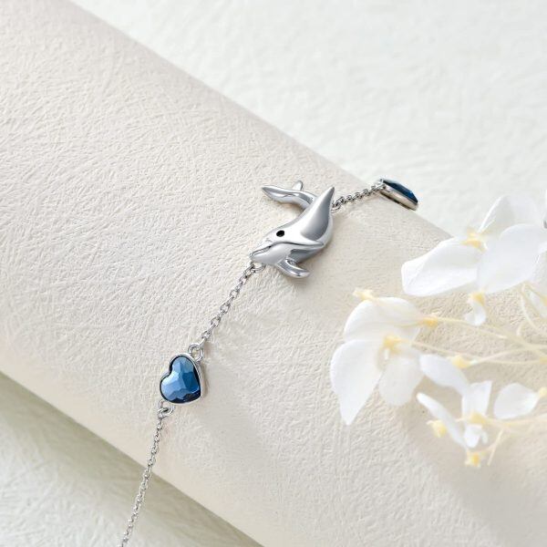 925 Sterling Silver Adjustable Dolphins Anklet Bracelet-4