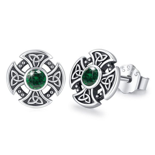 Sterling Silver Celtic Cross Earrings-0