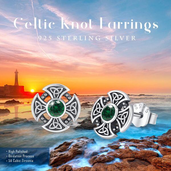 Sterling Silver Celtic Cross Earrings-1