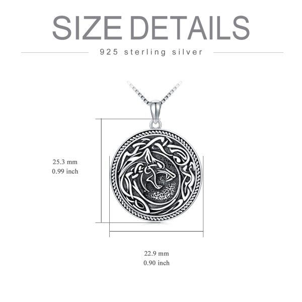 925 Sterling Silver Celtic Knot Wolf Necklace-5