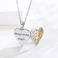 wholesale 925 Sterling Silver Heart-Shaped Daisy Photo Locket Pendant with Engraving and Chain - Always in My Heart-0-1