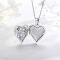 wholesale 925 Sterling Silver Heart-Shaped Daisy Photo Locket Pendant with Engraving and Chain - Always in My Heart-0-2