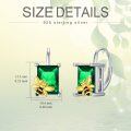 wholesale 925 Sterling Silver Square Emerald Green Stone Honeybee Studs for Women-0-1