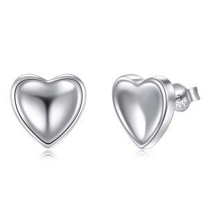 925 Sterling Silver Love Heart Stud Earrings for Women-0