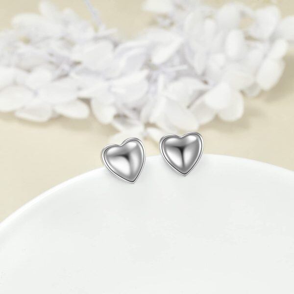 925 Sterling Silver Love Heart Stud Earrings for Women-2