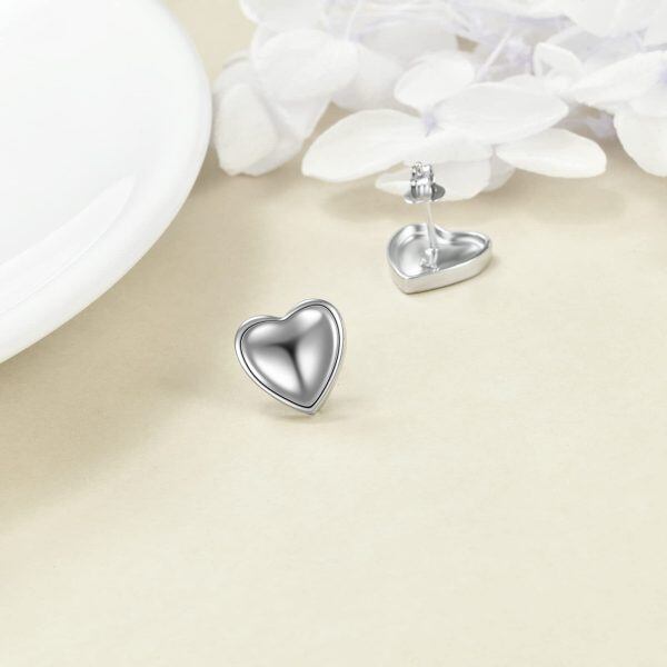 925 Sterling Silver Love Heart Stud Earrings for Women-3