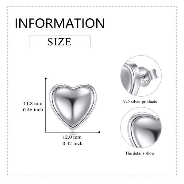 925 Sterling Silver Love Heart Stud Earrings for Women-4