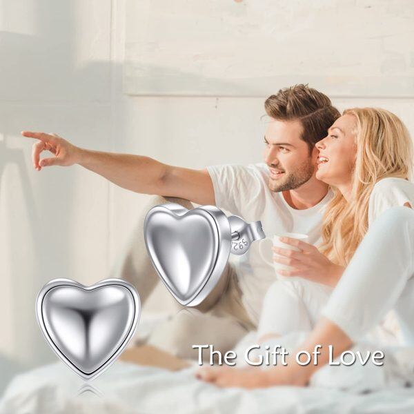 925 Sterling Silver Love Heart Stud Earrings for Women-5