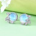 wholesale 925 Sterling Silver Blue Moonstone Leaves Stud Earrings for Women-0-3