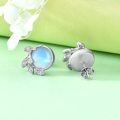 wholesale 925 Sterling Silver Blue Moonstone Leaves Stud Earrings for Women-0-4