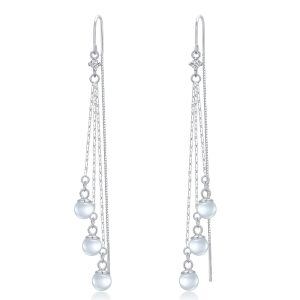 925 Sterling Silver Tassel Threader Danlge Drop Earrings -0