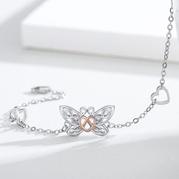 Sterling Silver Heart Butterfly Bracelets-2