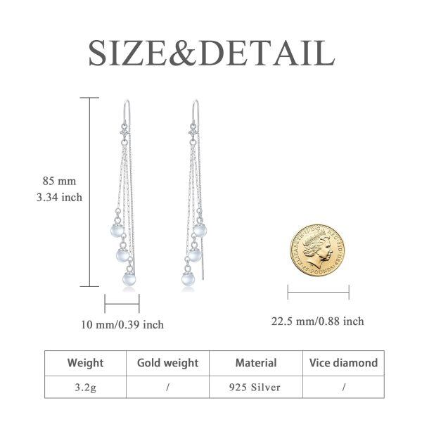 925 Sterling Silver Tassel Threader Danlge Drop Earrings -3