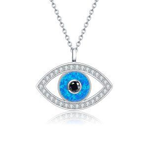 Sterling Silver Evil Eye Necklace-0