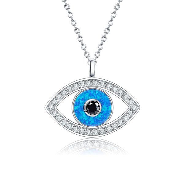 Sterling Silver Evil Eye Necklace-0