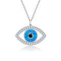 wholesale 925 Sterling Silver Blue Opal Evil Eye CZ Pendant Necklace for Women-0-0