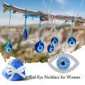 wholesale 925 Sterling Silver Blue Opal Evil Eye CZ Pendant Necklace for Women-0-2