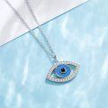 wholesale 925 Sterling Silver Blue Opal Evil Eye CZ Pendant Necklace for Women-0-4