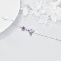 wholesale 925 Sterling Silver Purple Enamel Flower & Hummingbird Charm Bracelet for Women-0-3