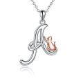 wholesale 925 Sterling Silver Letter A Cat Pendant Necklace for Women Gifts-0-0