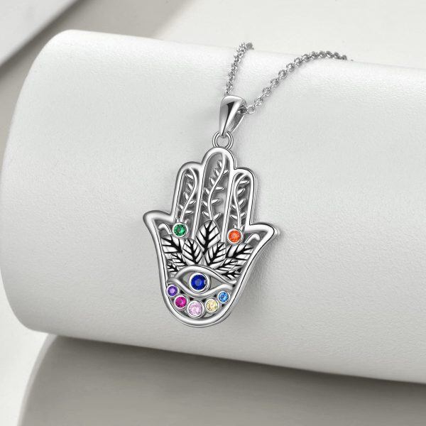 925 Sterling Silver Hand of Fatima Necklace-3