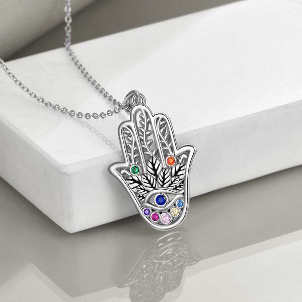 925 Sterling Silver Hand of Fatima Necklace-4