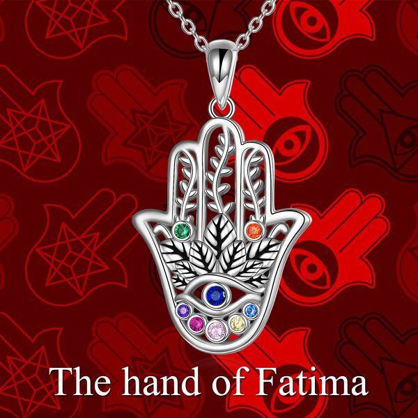 925 Sterling Silver Hand of Fatima Necklace-5