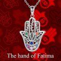 wholesale 925 Sterling Silver Multicolor Crystal Evil Eye Hamsa Hand Pendant Necklace for Women-0-5
