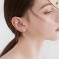 wholesale 925 Sterling Silver Flower Design with Pearls and Cubic Zirconia Drop Earrings for Women-0-1