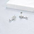 wholesale 925 Sterling Silver Flower Design with Pearls and Cubic Zirconia Drop Earrings for Women-0-3