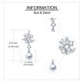 wholesale 925 Sterling Silver Flower Design with Pearls and Cubic Zirconia Drop Earrings for Women-0-4