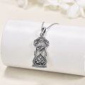 wholesale 925 Sterling Silver Hourglass Wave and Mountain Scene Pendant Necklace for Women-0-3