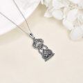 wholesale 925 Sterling Silver Hourglass Wave and Mountain Scene Pendant Necklace for Women-0-4