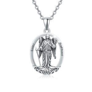 Sterling Silver Patron Saint Amulet Necklace -0