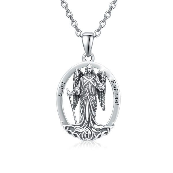 Sterling Silver Patron Saint Amulet Necklace -0