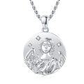 wholesale 925 Sterling Silver Angel Pendant Necklace with Cubic Zirconia and Rope Chain for Women-0-0