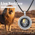 wholesale 925 Sterling Silver Round Lion Head Photo Locket Pendant Necklace for Women-0-5