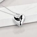 wholesale 925 Sterling Silver Heart-Shaped Pendant with Black Enamel Phoenix Design Necklace for Women-0-2