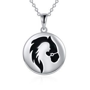 925 Sterling Silver Horse Necklace -0