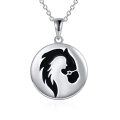 wholesale 925 Sterling Silver Round Horse Head Pendant Necklace for Women-0-0