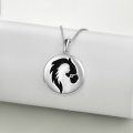 wholesale 925 Sterling Silver Round Horse Head Pendant Necklace for Women-0-2