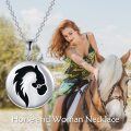 wholesale 925 Sterling Silver Round Horse Head Pendant Necklace for Women-0-5