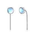 wholesale 925 Sterling Silver Round Pull-Through Moonstone Stud Earrings for Women-0-0