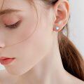 wholesale 925 Sterling Silver Round Pull-Through Moonstone Stud Earrings for Women-0-1